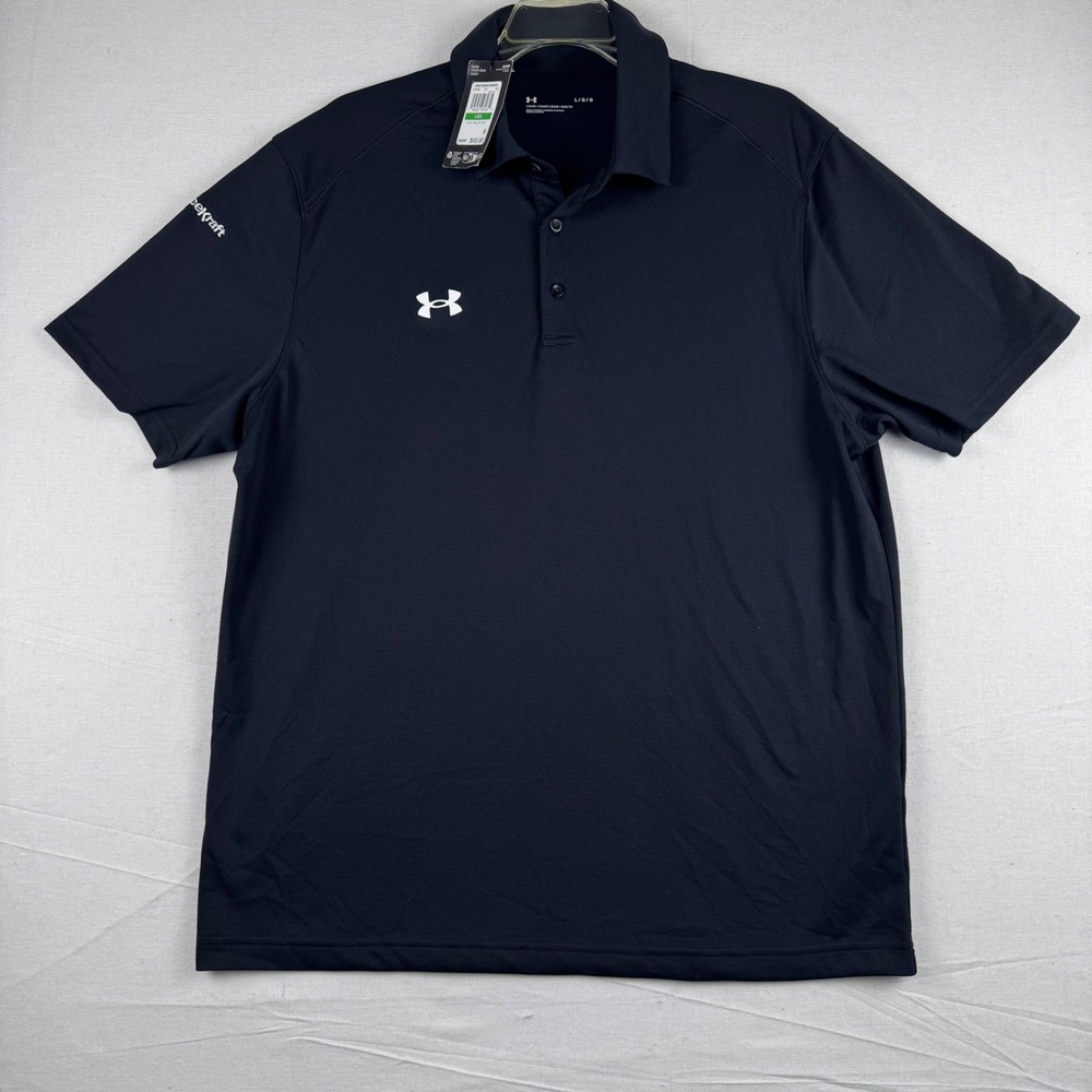 Under Armour Mens Team Tech Polo Navy Blue Spacekraft Logo 1370399 Large NWT